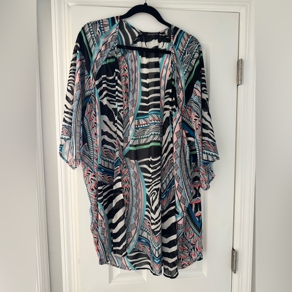 Express Colorful Zebra Print Kimono - Picture 1 of 6